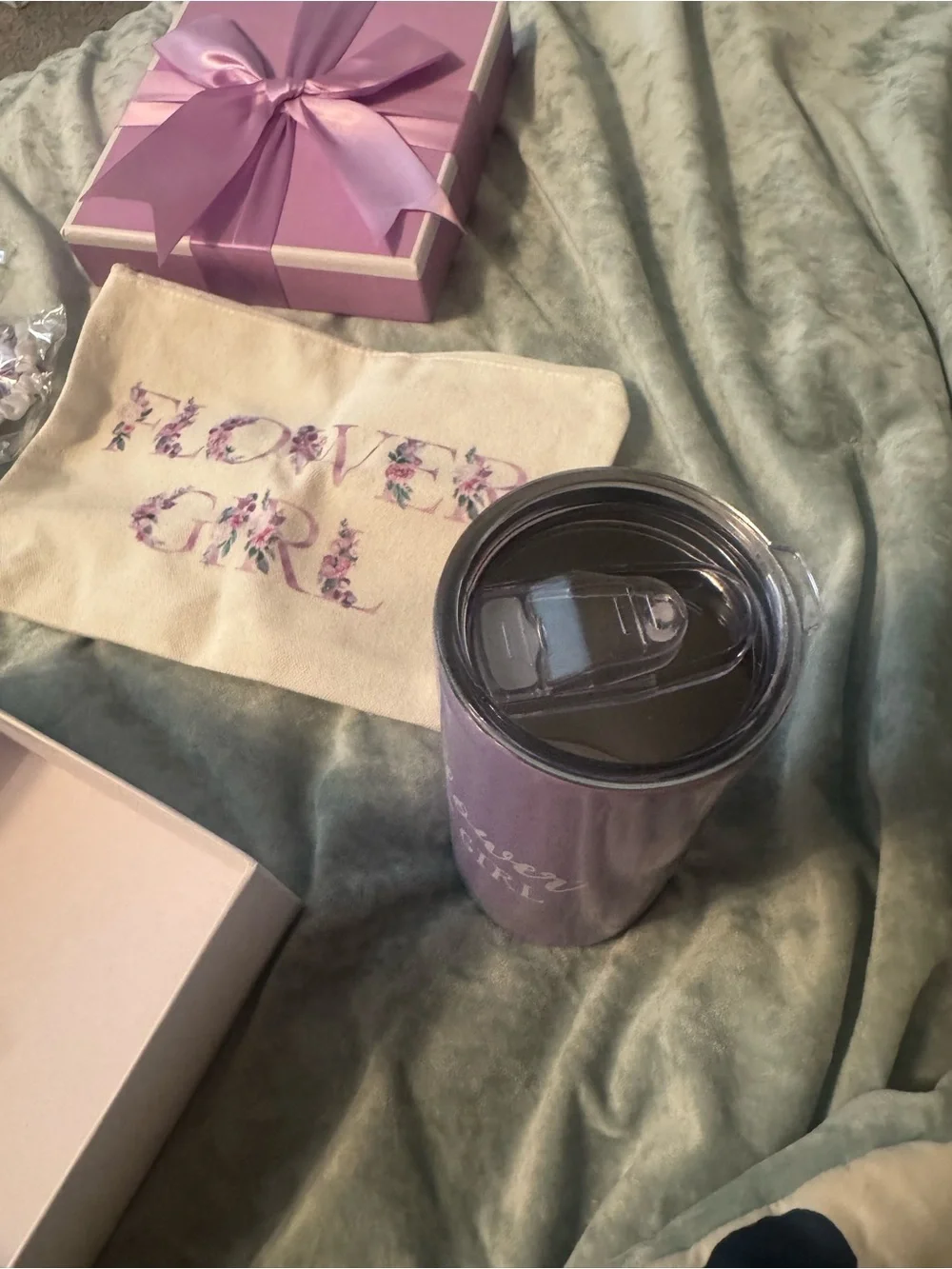 Flower Girl Lilac Accessory Gift Set Pouch & Tumbler